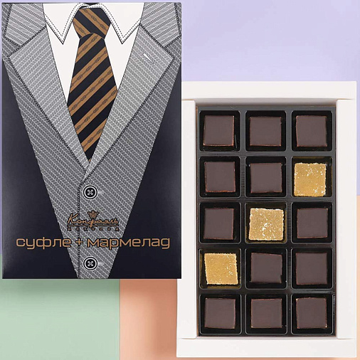 Мужской набор мармелада и шоколадных конфет 105г (галстук)