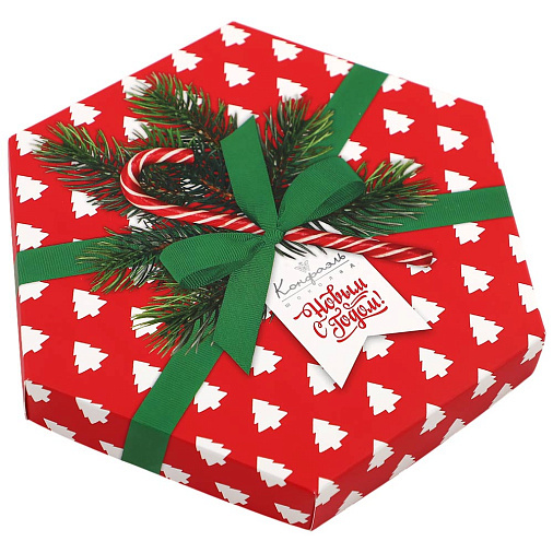 Новогодний набор конфет "Суфле" (ванильное, шоколадное, кофейное) в шоколаде 105г (красный)