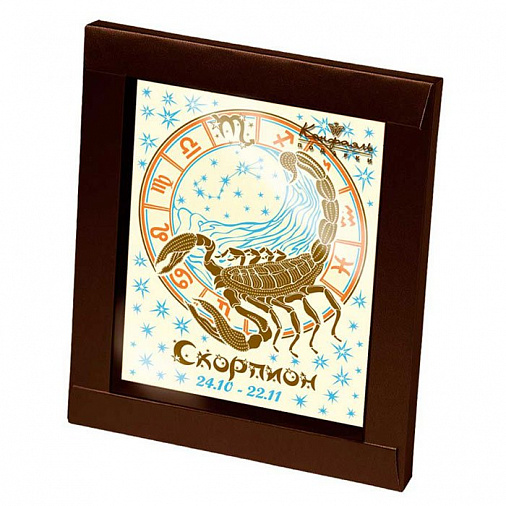 Скорпион - Знаки Зодиака, открытка белый шоколад 100 г