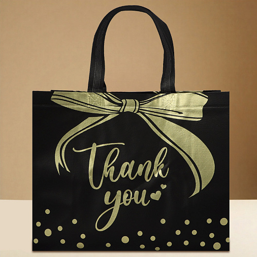 Подарочный пакет Thank you 32*14*25,5 см черный
