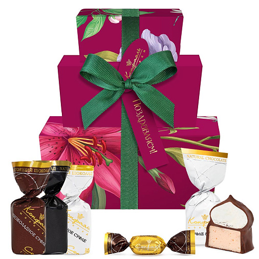 Набор сундучков с конфетами: суфле со вкусом манго и безе, суфле, мармелад 270г