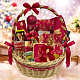 "Новогодняя корзина" набор: драже, конфеты, чай, печенье, мед, фруктовые чипсы 2705г
