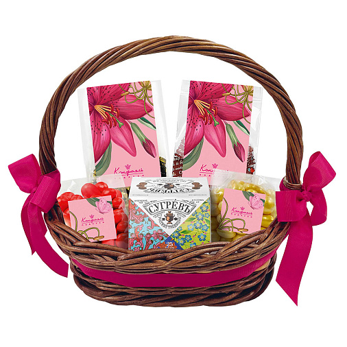 Подарочная корзина: драже, мармелад-суфле, чай