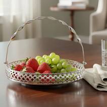 Блюдо круглое декоративное из металла (серебро)