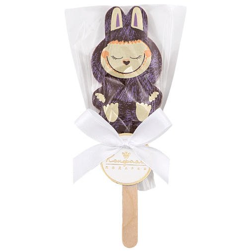 "Лабубушка" шоколад молочный на палочке 19г (фиолетовый декор)