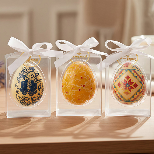 "Россия" набор 3 яйца белый шоколад