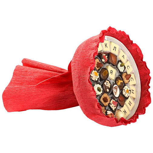 "Я первоклассник" букет из конфет ручной работы (красный)