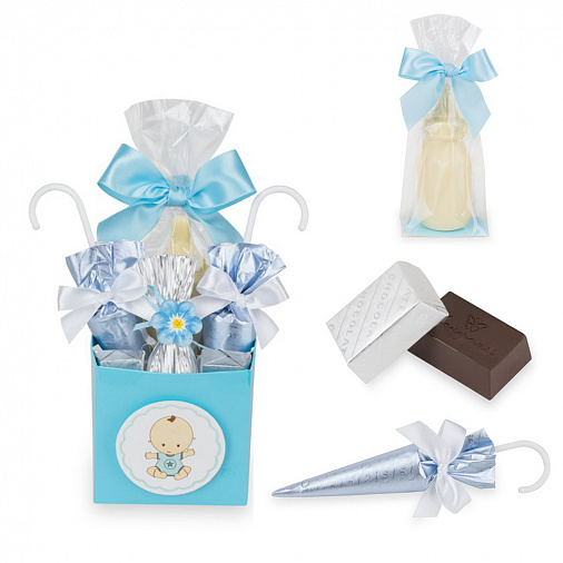Голубой набор с шоколадом и конфетами 210г