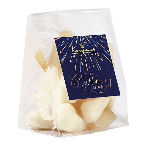 «Любимый вкус» цукаты лимонные корочки в белом шоколаде 50г (синее новогоднее оформление)