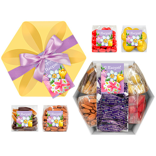 Пасхальный подарочный набор: драже, конфеты шоколадные, ядра орехов
