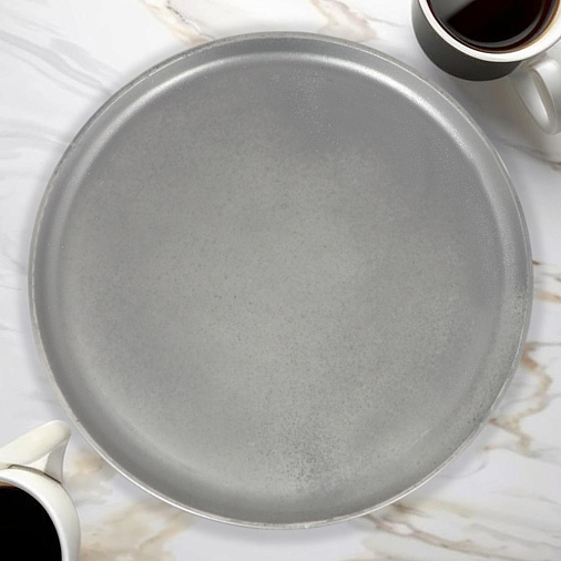 Поднос керамический под серебро круглый 30см