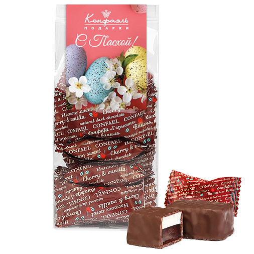 Пасхальный набор двуслойных конфет суфле + вишневый мармелад в шоколаде