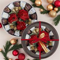 Новогодний набор двуслойных конфет суфле + безе в горьком шоколаде набор 230г