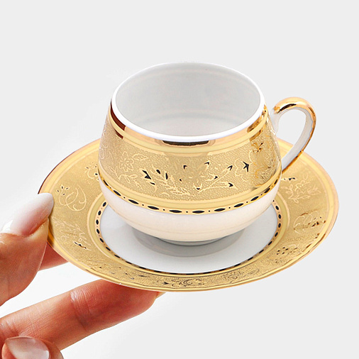 Кофейный набор на 2 персоны (золото на белом) 
