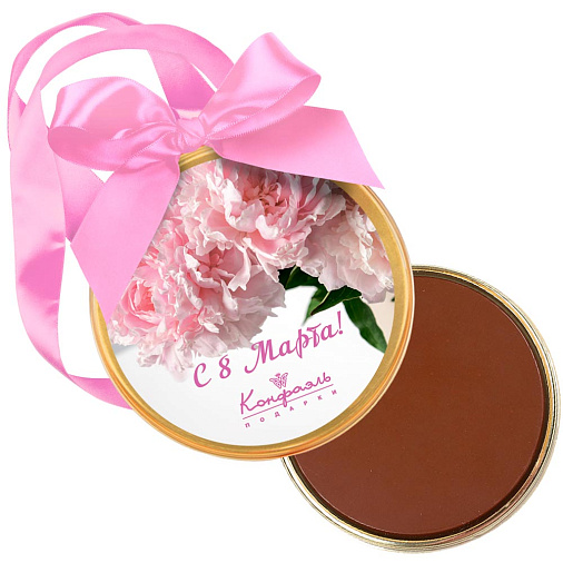 «С 8 марта» медаль молочный шоколад 70г (цветы)
