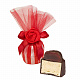Конфета ванильное суфле и клубничный мармелад в горьком шоколаде красная 50г