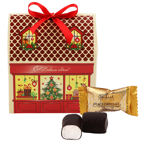 Новогодний набор конфет маршмеллоу в горьком шоколаде 110г