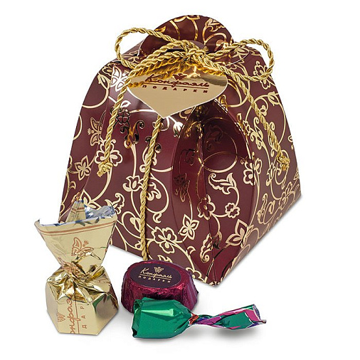 Набор орехов и конфет ассорти колокол бордовый 200г