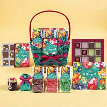 Пасхальная корзина шоколада, драже, конфет глазированных, варенья