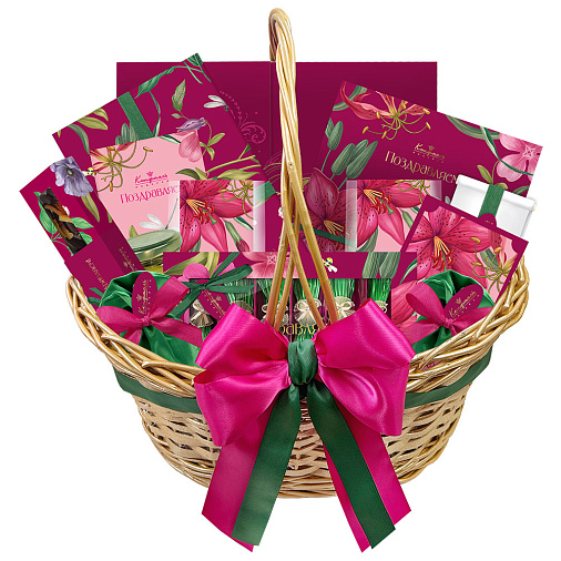 Подарочная корзина: шоколад, драже, конфеты глазированные, конфеты ручной работы 2265г