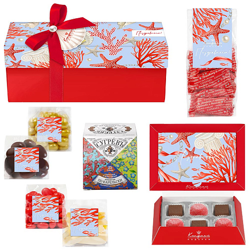 Подарочный набор: мармелад, драже, конфеты глазированные 530г