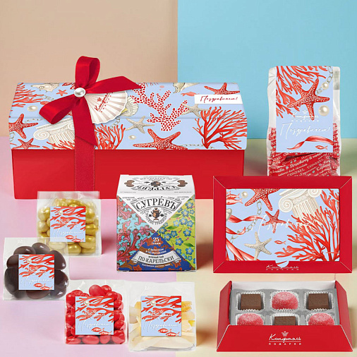 Подарочный набор: мармелад, драже, конфеты глазированные 530г