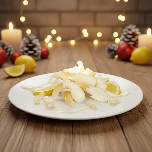 «Любимый вкус» цукаты лимонные корочки в белом шоколаде 50г (красное новогоднее оформление)