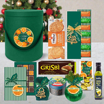 "Новогодняя коробка" набор: драже, конфеты, печенье, чай 1210г