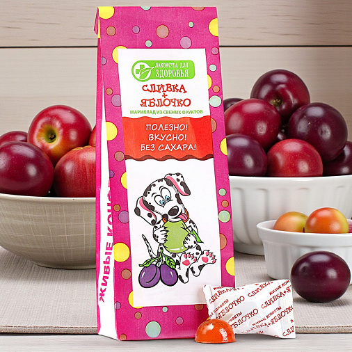 "Без сахара" детский мармелад cливка и яблочко 105г