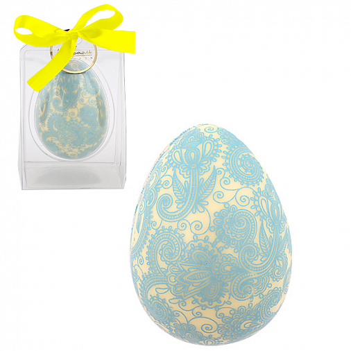 Яйцо из белого шоколада Голубой орнамент 30г