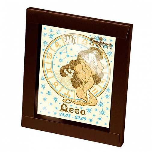 Дева - Знаки Зодиака, открытка белый шоколад 100 г