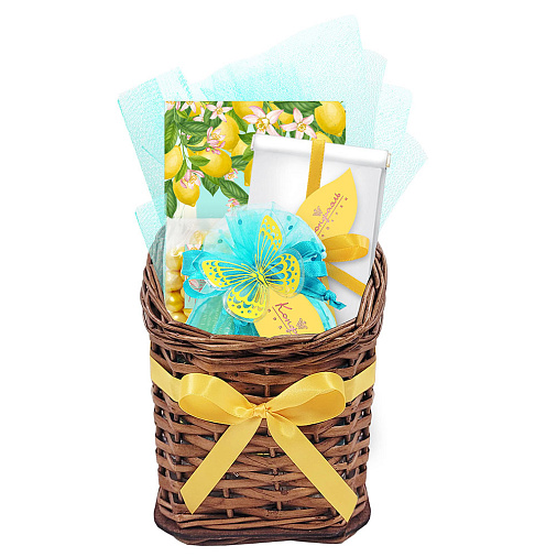 Подарочная корзина: шоколад, драже, конфеты глазированные, кофе