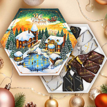 Новогодний набор суфле в шоколаде (ванильное, шоколадное, кофейное) 105г (деревня)