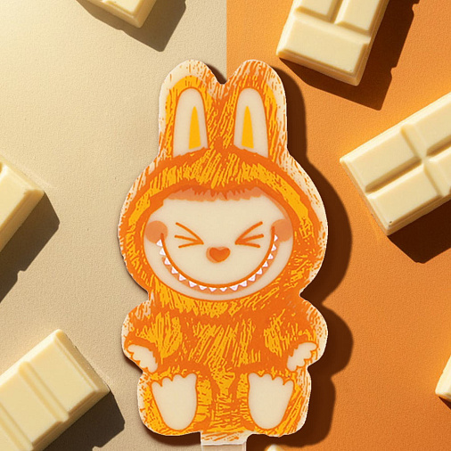 "Лабубушка" шоколад белый на палочке (оранжевый декор)19г