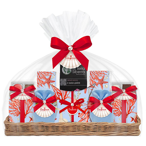Подарочная корзина:  мармелад, суфле, ассорти, драже