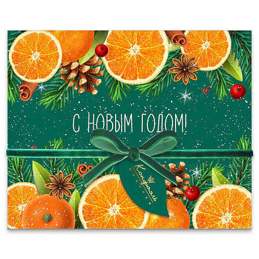 Новогодний набор апельсинового суфле и шоколадных конфет 95г