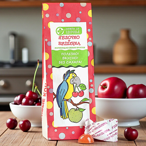 "Без сахара" детский мармелад яблоко и вишенка105г