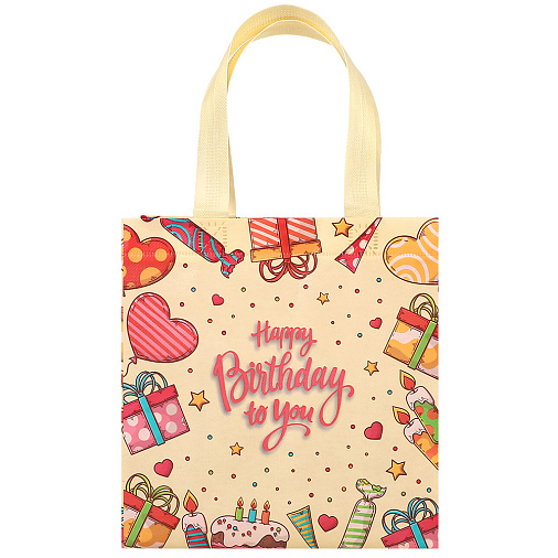 Подарочный пакет на День рождения 22*11*23см розовый