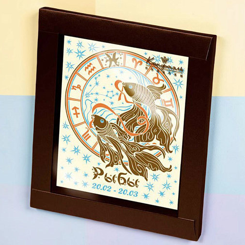 "Рыбы" открытка белый шоколад 