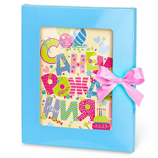 "С Днём Рождения" открытка из белого шоколада