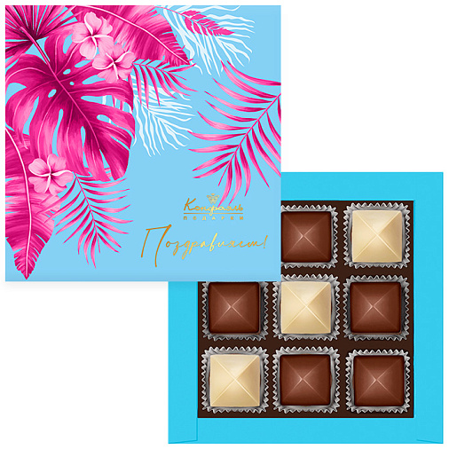 "Поздравляем" подарочный набор  шоколадных конфет (тропики)