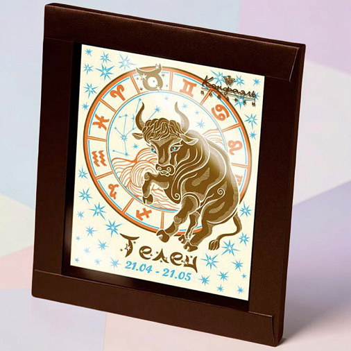 "Телец" открытка белый шоколад 