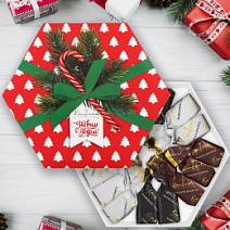Новогодний набор конфет "Суфле" (ванильное, шоколадное, кофейное) в шоколаде 105г (красный)