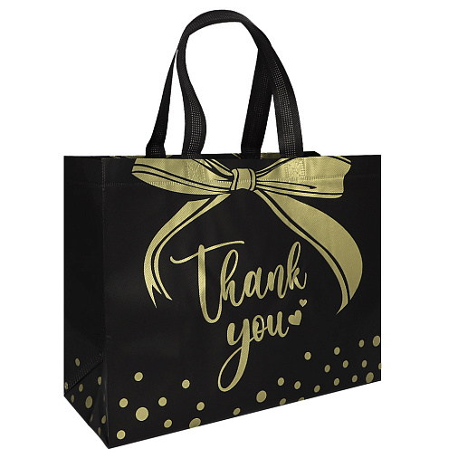 Подарочный пакет Thank you 32*14*25,5 см черный