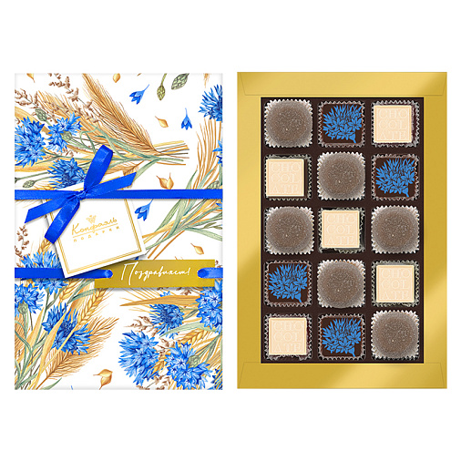 "Поздравляем" подарочный набор конфет (васильки)