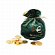 Зеленый мешочек с монетами из горького шоколада 245г