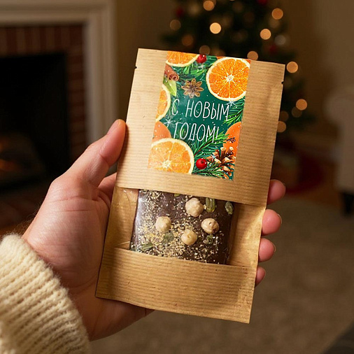 Новогодний шоколад молочный с фундуком, фисташками и апельсиновыми кранчами 55г